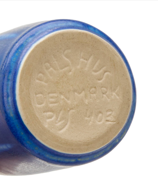 Rare Palshus stoneware vase in Cobolt Blue Hare Fur Glaze, Denmark 1950s