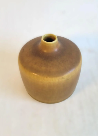 Light brown stoneware vases from Palshus, made in hare fur glaze, Denmark 1960s