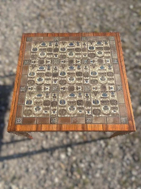 Beautiful rosewood coffee table from Haslev furniture factory with beautiful Baca tiles - no. 09012