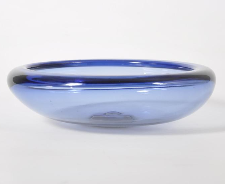 Large Blue Glass Fruit Bowl By Per Lütken for Holmegaard, Denmark 1970s