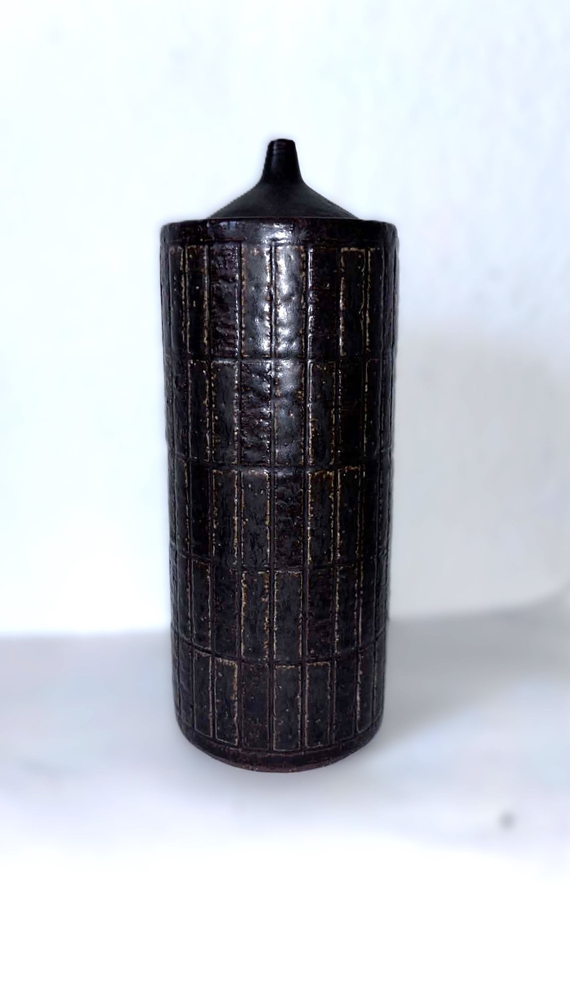 Lidded stoneware vase from Palshus design by P. Linnemann-Schmidt, Denmark 1950s