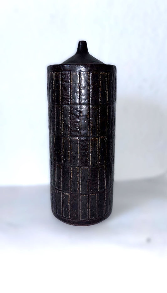Lidded stoneware vase from Palshus design by P. Linnemann-Schmidt, Denmark 1950s