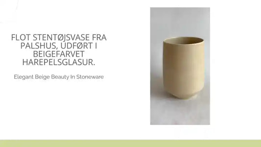 Flot stent&oslash;jsvase fra Palshus, udf&oslash;rt i beigefarvet harepelsglasur. by@Outfy