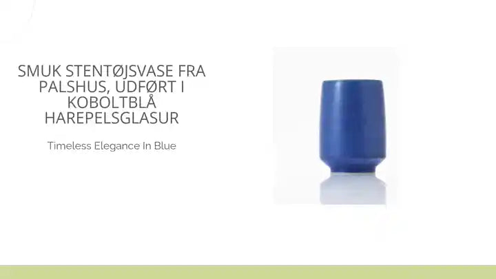 Smuk stent&oslash;jsvase fra Palshus, udf&oslash;rt i koboltbl&aring; harepelsglasur by@Outfy