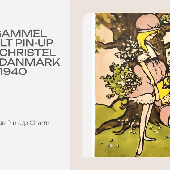 Sk&oslash;n gammel originalt pin-up tryk af Christel Marott, Danmark ca. 1940 by@Outfy