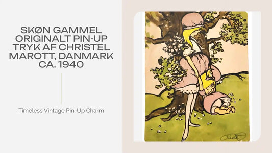 Sk&oslash;n gammel originalt pin-up tryk af Christel Marott, Danmark ca. 1940 by@Outfy