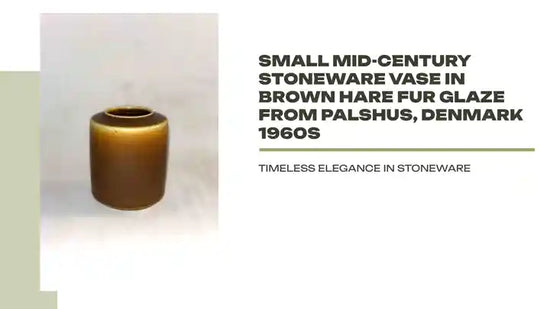 Small Mid-Century stoneware vase in Brown hare fur glaze from Palshus, Denmark 1960s by@Outfy