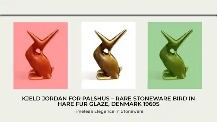 Kjeld Jordan for Palshus &ndash; Rare Stoneware Bird in Hare Fur Glaze, Denmark 1960s by@Outfy