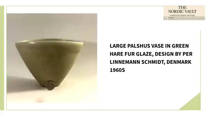 Large Palshus vase in green hare fur glaze, Design by Per Linnemann Schmidt, Denmark 1960s by@Outfy