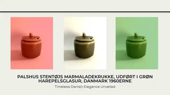 Palshus stent&oslash;js marmaladekrukke, udf&oslash;rt i gr&oslash;n harepelsglasur, Danmark 1960erne by@Outfy