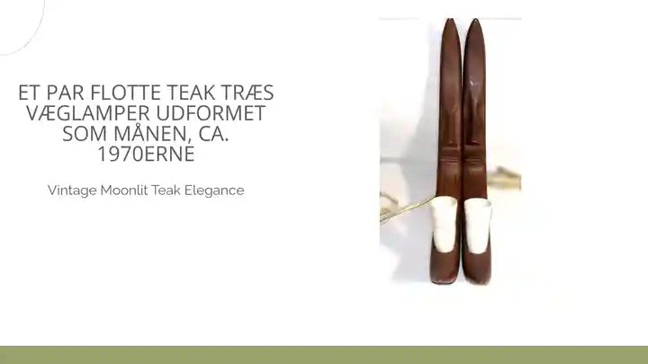 Et par flotte teak tr&aelig;s v&aelig;glamper udformet som m&aring;nen, ca. 1970erne by@Outfy