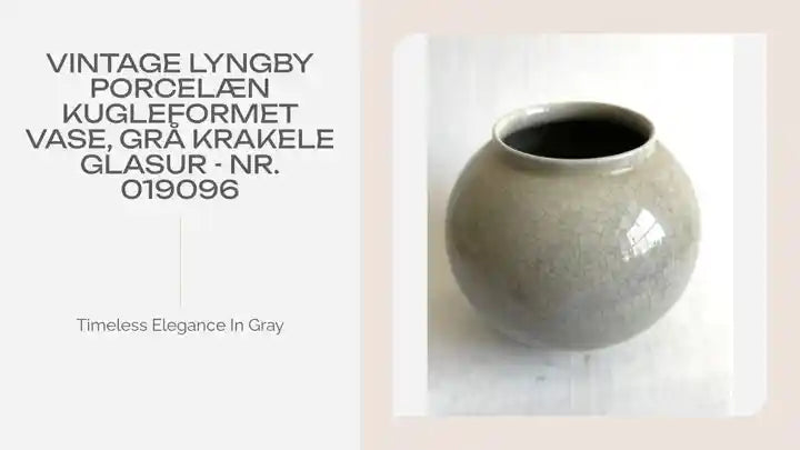 Vintage Lyngby Porcel&aelig;n kugleformet vase, gr&aring; krakele glasur - nr. 019096 by@Outfy
