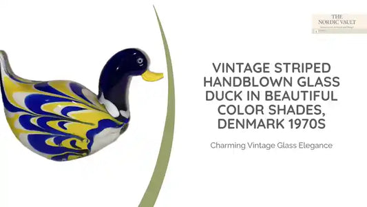 Vintage Striped Handblown Glass Duck in Beautiful Color Shades, Denmark 1970s by@Outfy