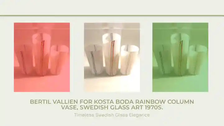 Bertil Vallien for Kosta Boda Rainbow Column Vase, Swedish Glass Art 1970s. by@Outfy