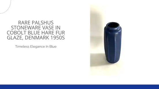 Rare Palshus stoneware vase in Cobolt Blue Hare Fur Glaze, Denmark 1950s by@Outfy