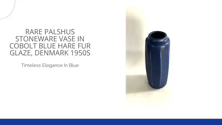 Rare Palshus stoneware vase in Cobolt Blue Hare Fur Glaze, Denmark 1950s by@Outfy