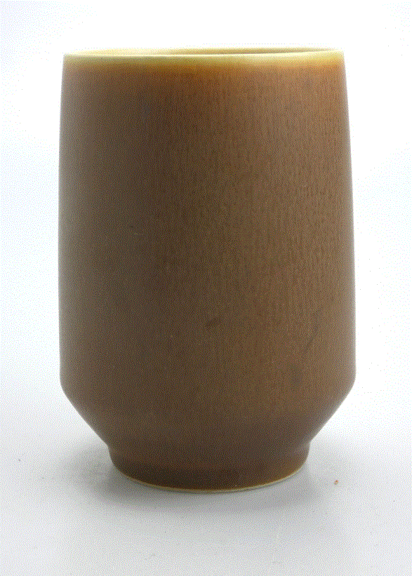 Mid-Century stoneware vase in Brown hare fur glaze from Palshus, Denmark 1960s