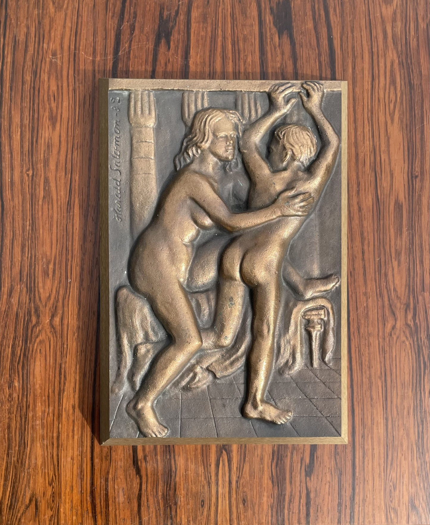 Nice bronze relief by Harald Salomon 1982, published by Anders Nyborg - 012002
