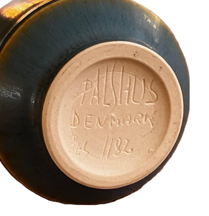 Small Palshus Vase, Light Blue Harefur Glaze, Denmark, 1960s