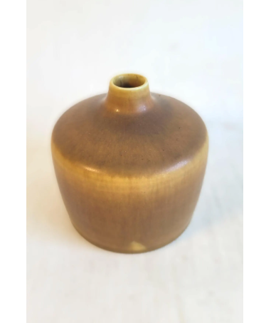 Light brown stoneware vases from Palshus, made in hare fur glaze, Denmark 1960s