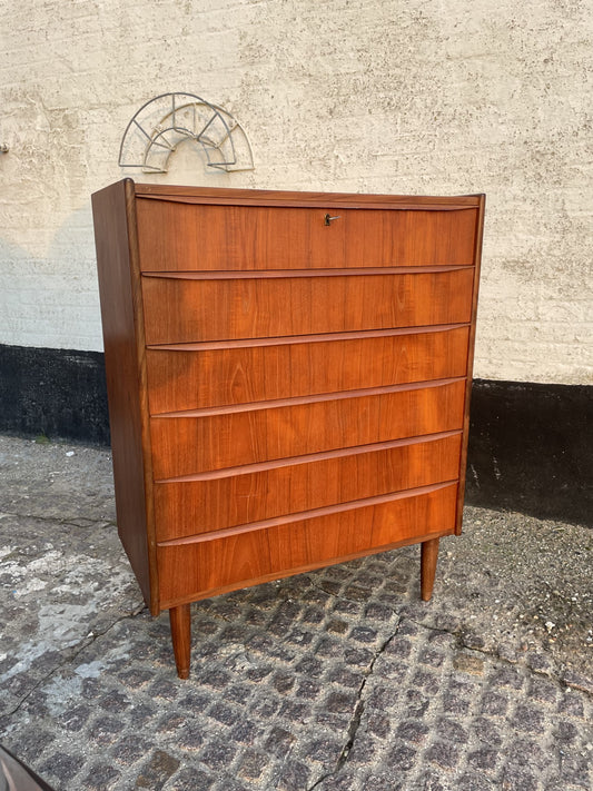 Flot teak kommode med 6 skuffer - nr. 01701