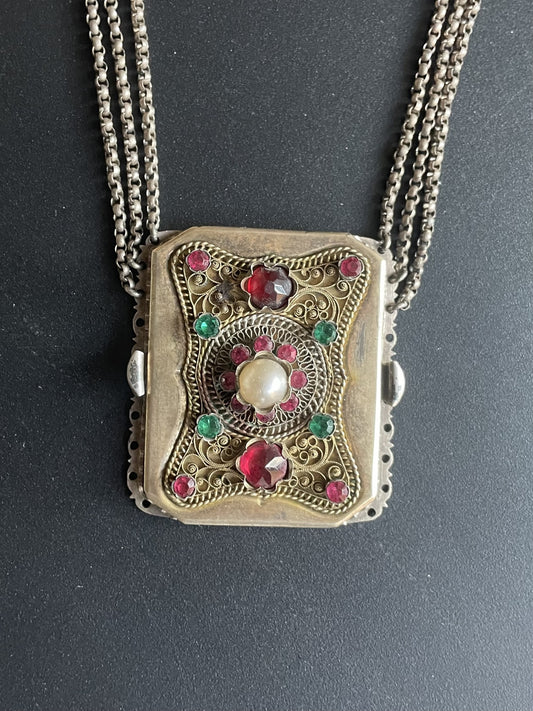 Antique Austrian Gold Gilt Silver Multichain Kropfkette Choker Necklace