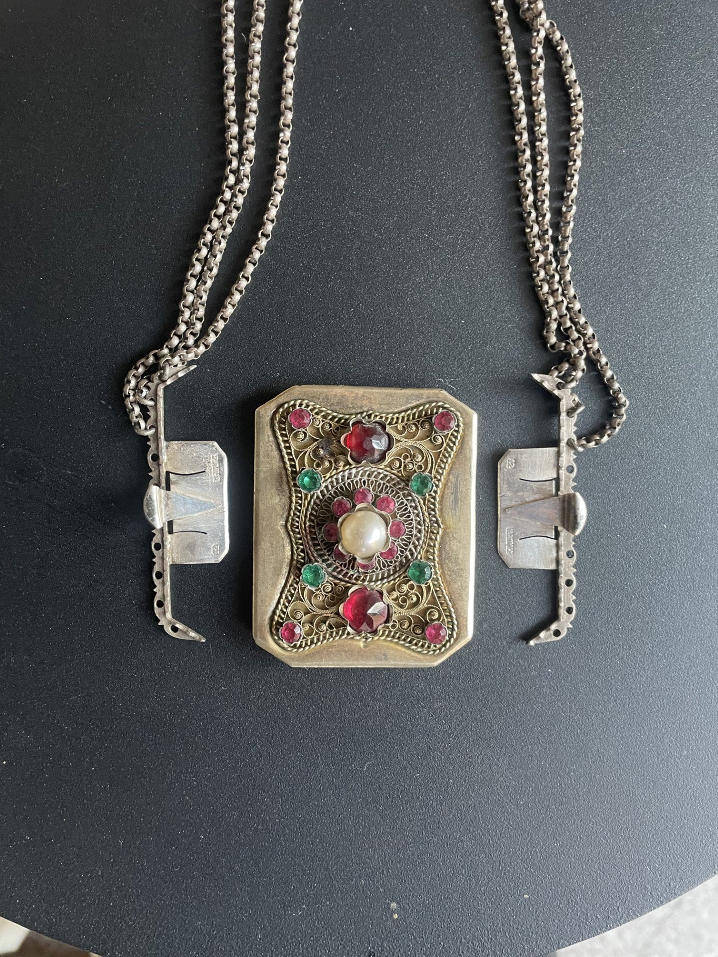 Antique Austrian Gold Gilt Silver Multichain Kropfkette Choker Necklace