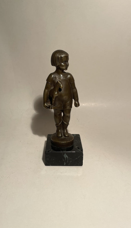 Maurice Frecourt Maurice Frecourt bronze sculpture 1890, “Child with Toy“