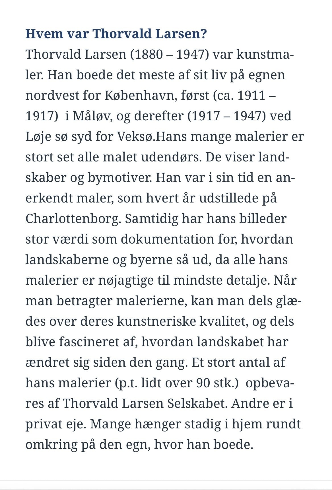 Thorval Larsen maleri (1881-1947), olie på lærred fra Charlottenborg - nr. 092555
