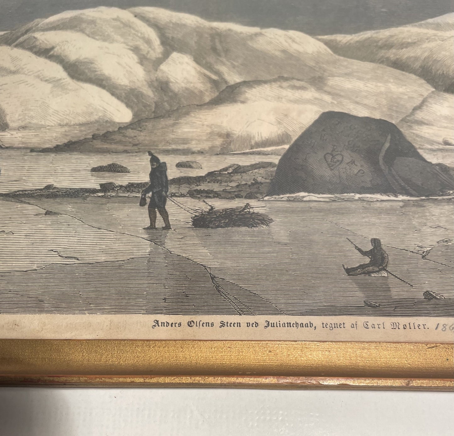 Anders Olfens Steen at Julianehaab, erasing designed by Carl Møller 1862 - 09369