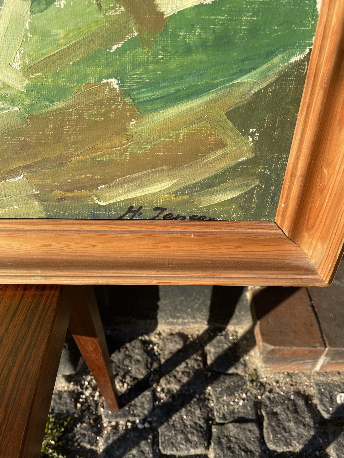 Flot stortmaleri, olie på lærred, signeret af H. Jensen - nr. 011096