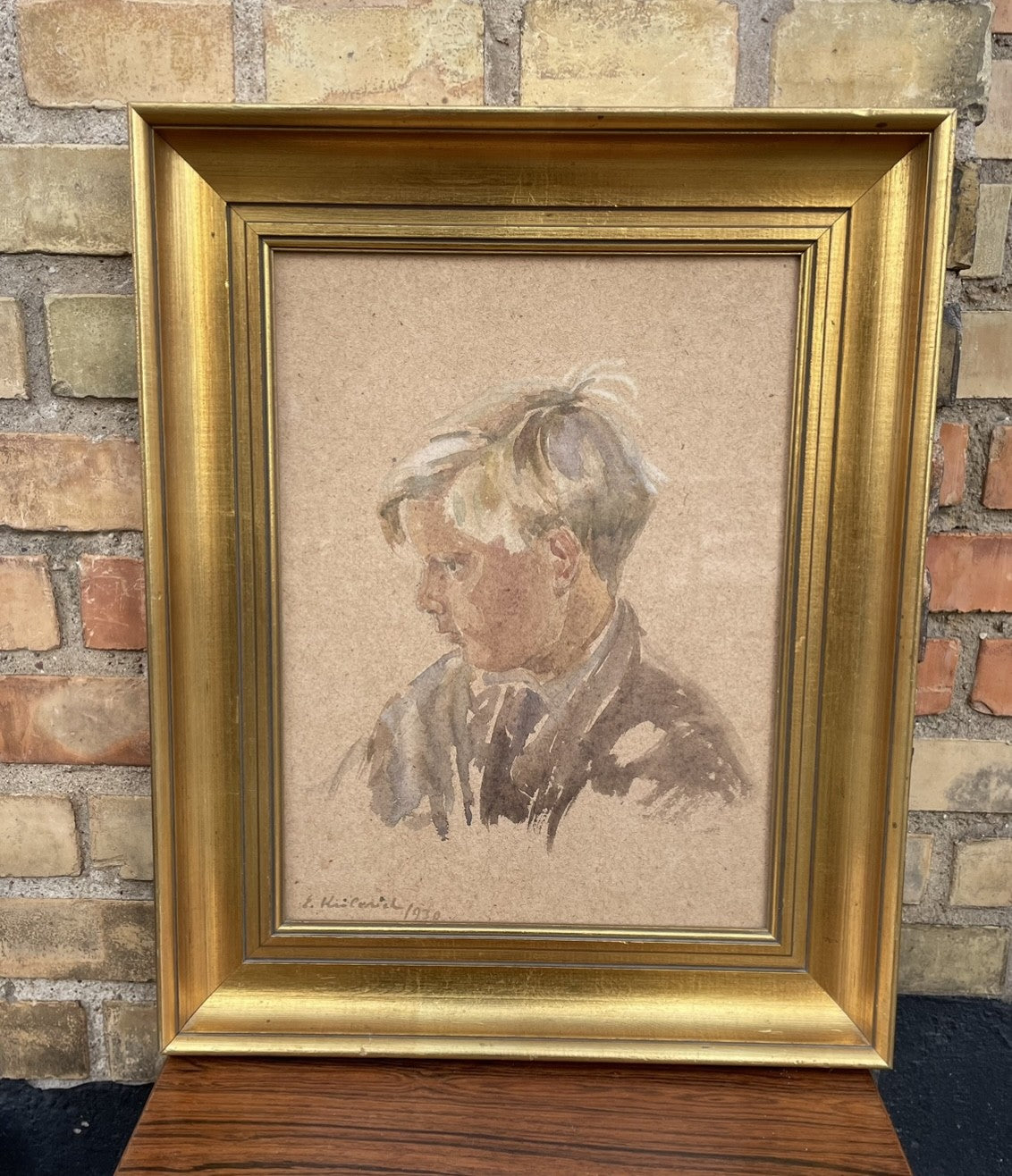 Elisabeth Karlinsky (b.1904-1994) Spouse Hans Scherfig, watercolor on plate, signed and dated 1930