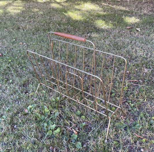 Retro magazine rack with teak handle - no. 85876865