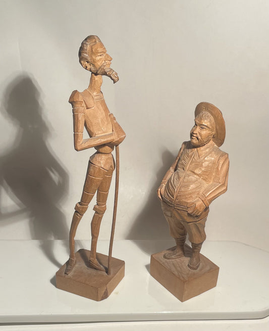 Don Quixote and Sancho Pancha wooden figures from Ouro - no. 09997