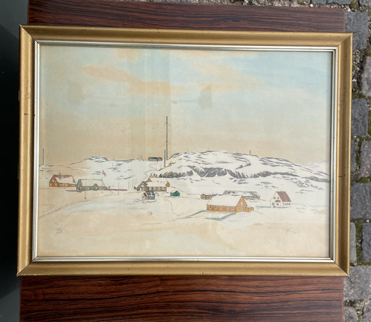 Beautiful Greenlandic watercolor approx. 1960s - No. 011810