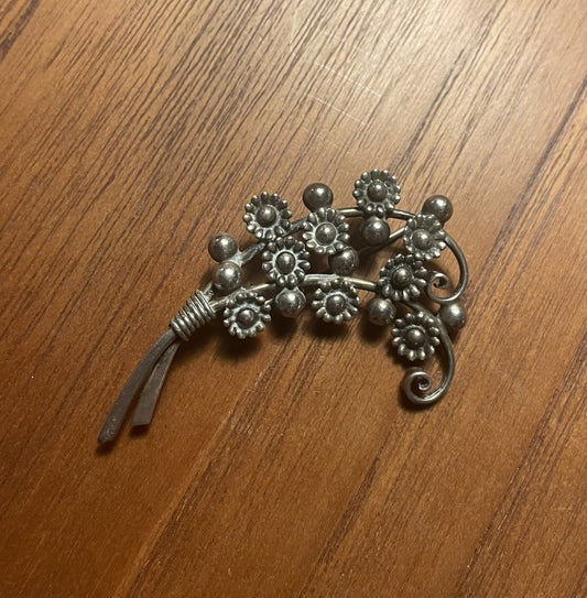 Flot vintage sølv broche signeret H.S. - nr. 027010