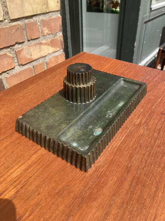Vintage Fuglsang skrivesæt til fyldepen i massiv bronze - nr. 0168