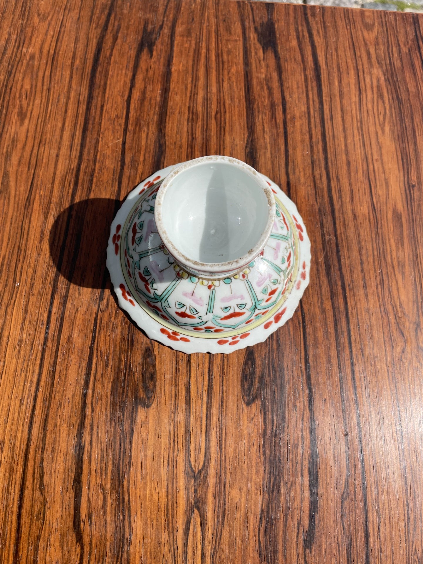 Rare porcelain famille rose antique stem dish from the 19th century - no. 012006