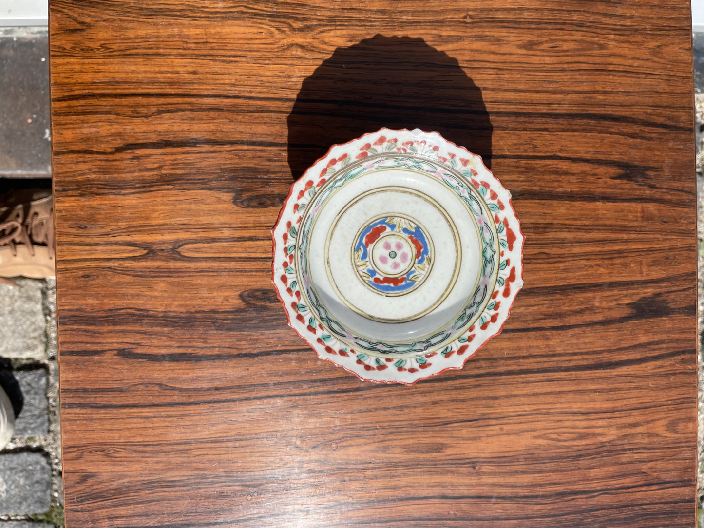 Rare porcelain famille rose antique stem dish from the 19th century - no. 012006