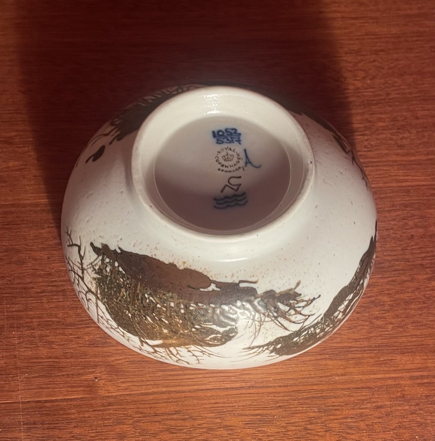 Stoneware bowl with rabbit motifs from Royal Copenhagen, design by Nils Thorsson - no. 02820