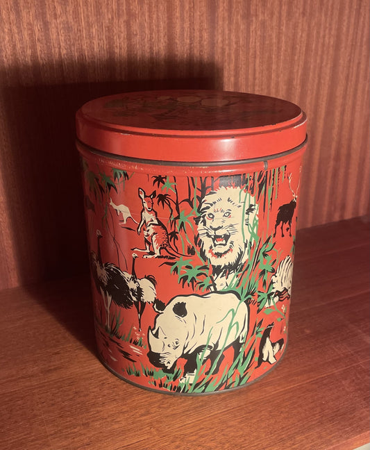 Beautiful old metal can with motifs from the Copenhagen Zoo - no. 02880