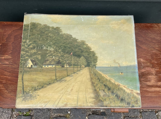 ヘレベク近くのジュレベクをモチーフにした 1924 年の美しいアンティーク絵画 - no. 025010