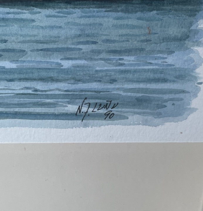 Beautiful watercolor on paper and in a frame with glass, motif from Greenland - no. 700250