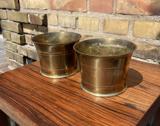 A pair of beautiful brass bowls / herb pot covers - no. 019099