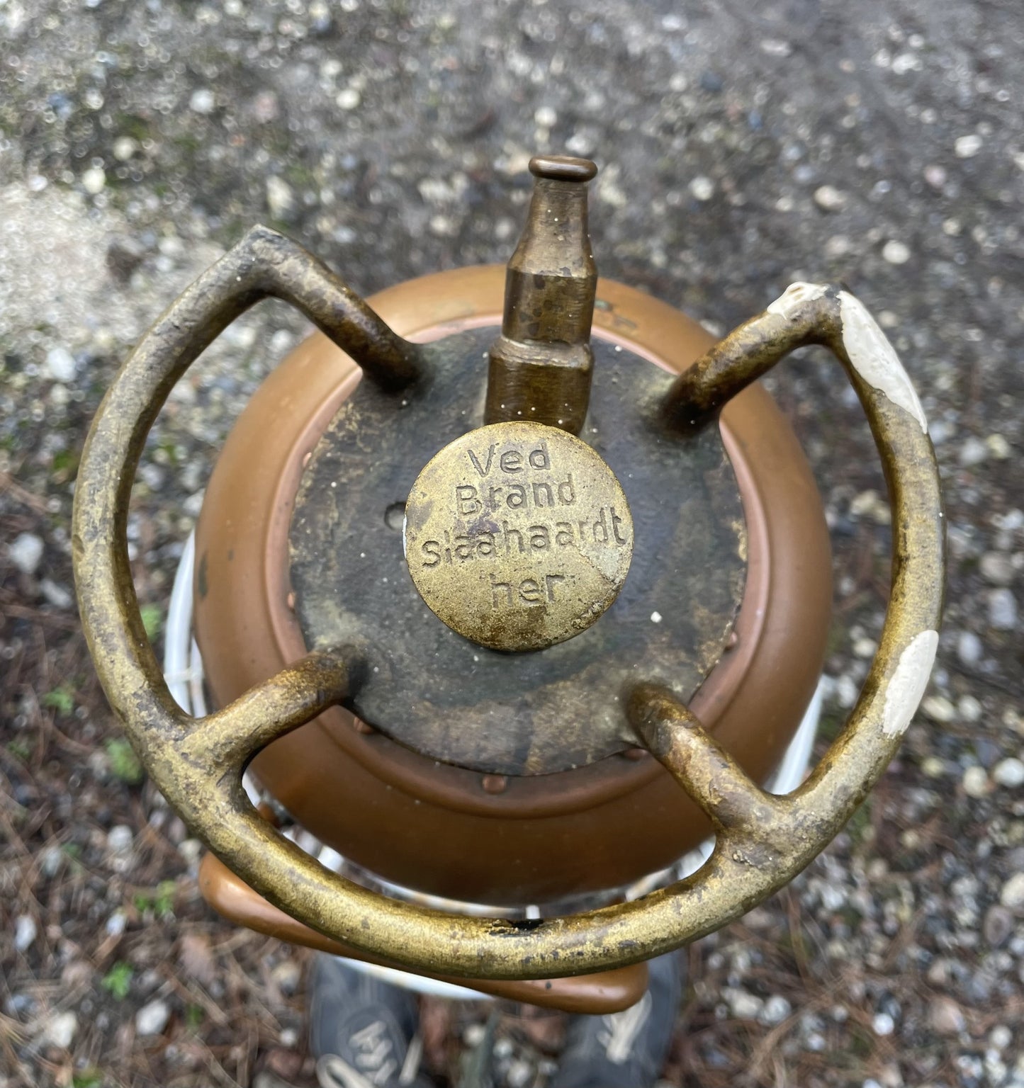 Antik brandslukker i kobber og messing - nr. 578855501