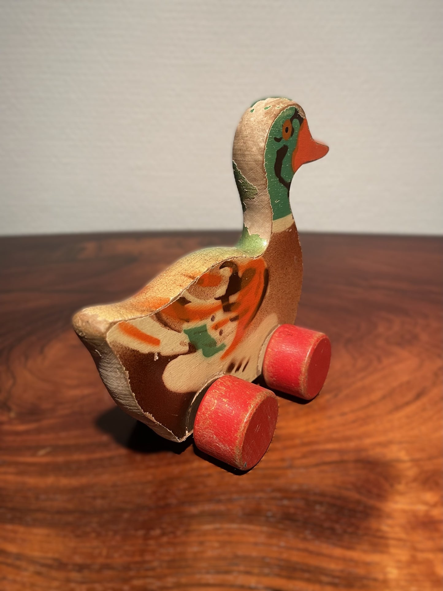 Lego wooden duck on wheels from Billund, Denmark - no. 00100