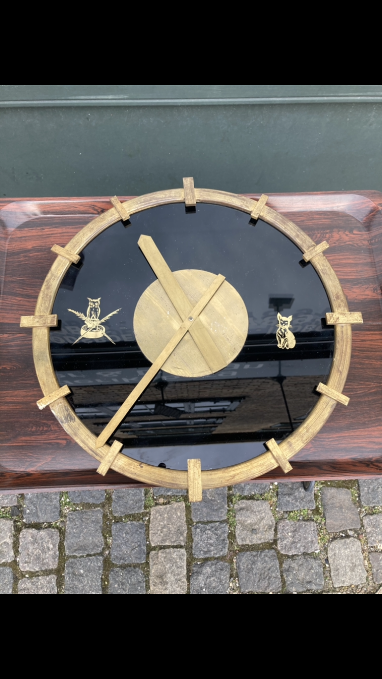 Nice wall clock in brass and glass - no. 01116
