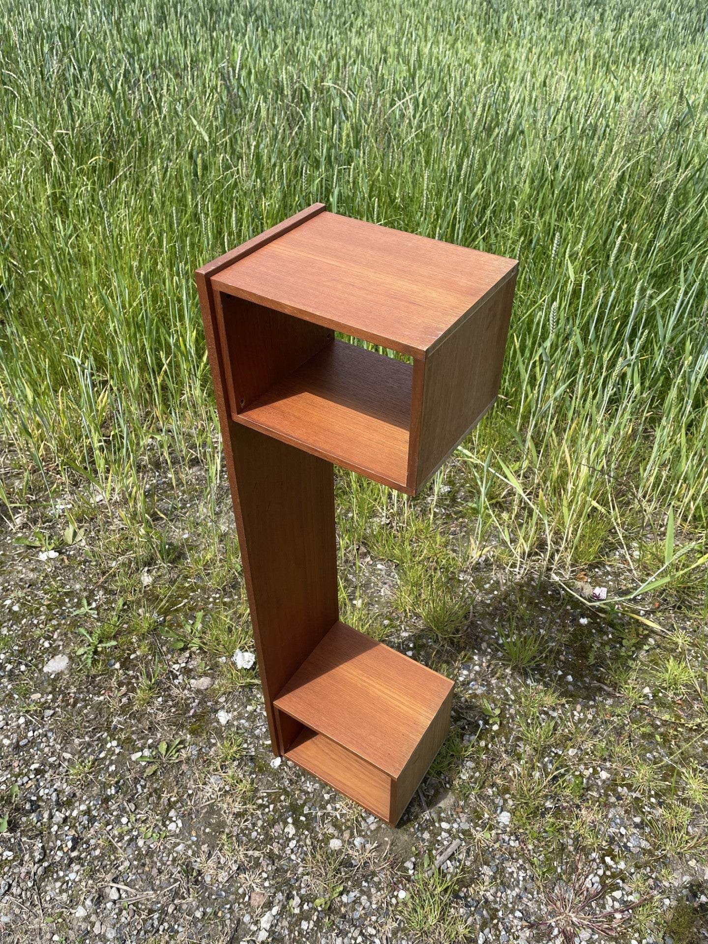 Beautiful top for a desk in teak and linoleum - no. 027080