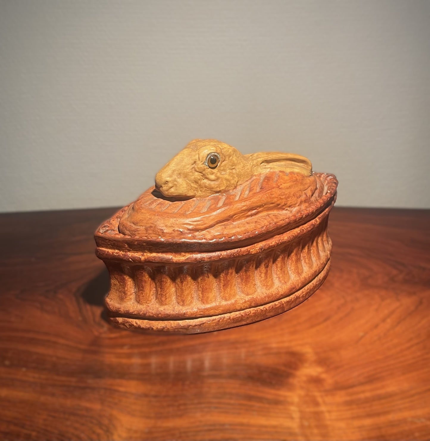 Antique Pillivuyt hare, French porcelain tureen shaped like a hare with glass eyes - no. 100100