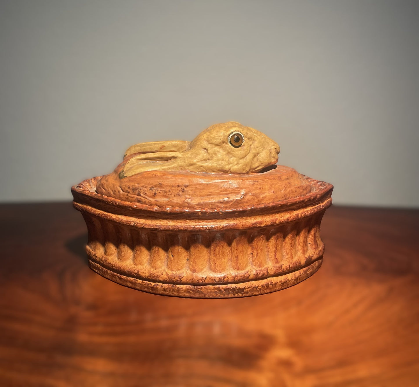Antique Pillivuyt hare, French porcelain tureen shaped like a hare with glass eyes - no. 100100